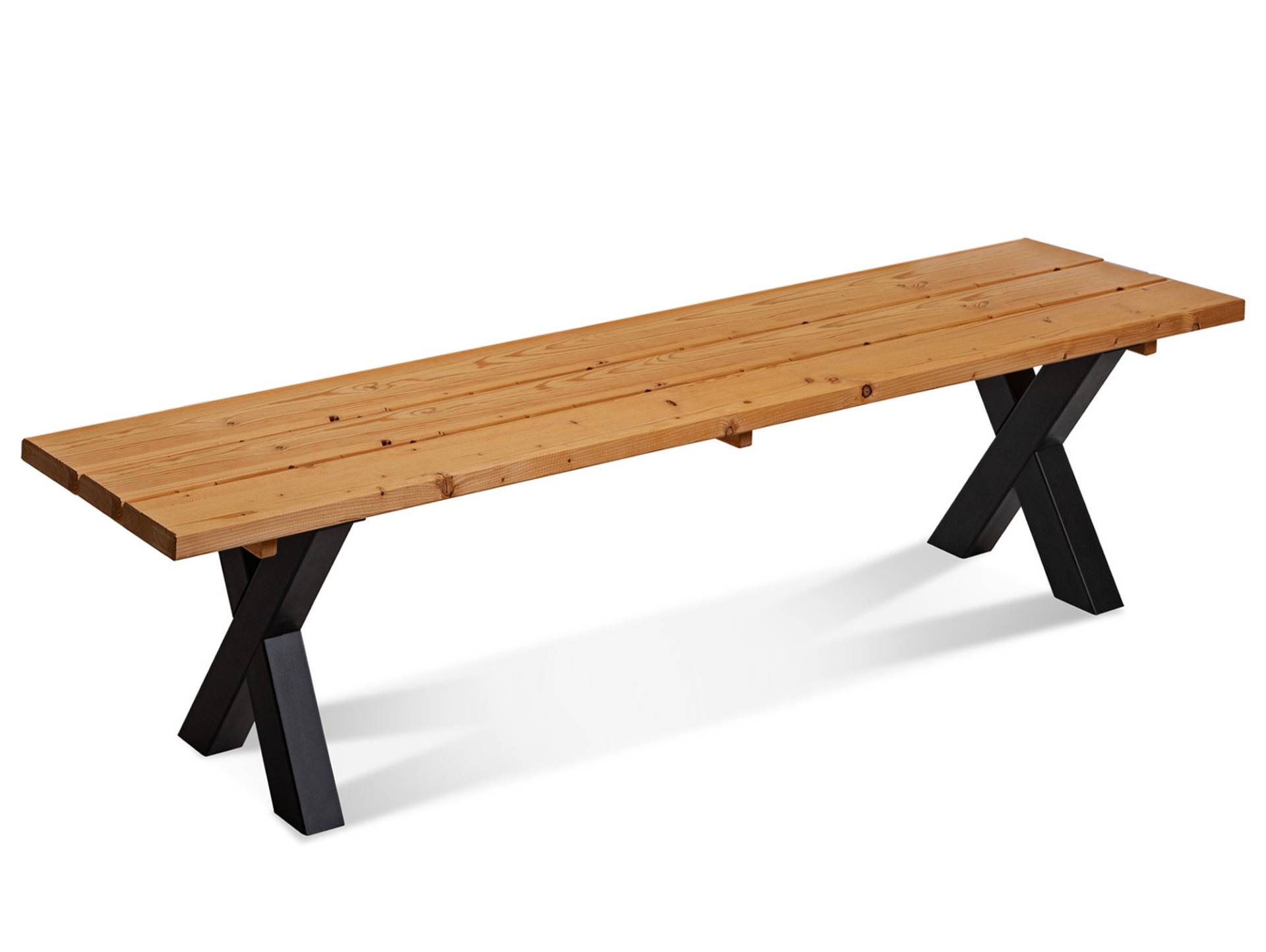 KENTUCKY Sitzbank  /  Gartenbank mit X-Beinen, Altholzoptik, Material Massivholz, THERMO-Fichte lackiert von Möbel-Eins