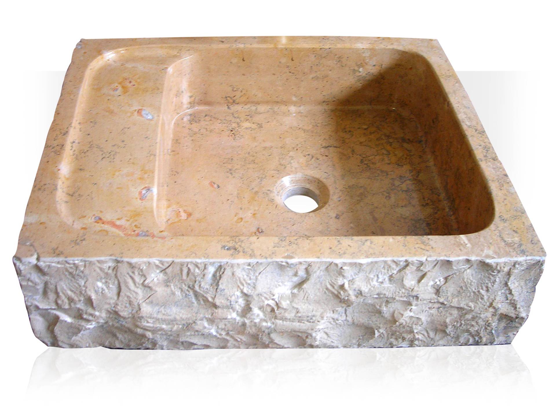 KIZO Aufsatzwaschbecken, Naturstein, rechteckig, Marmor beige von Möbel-Eins
