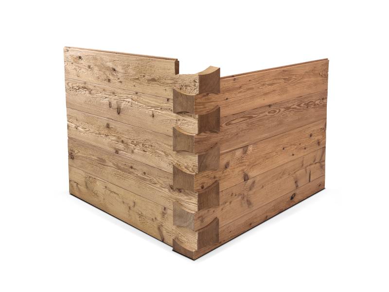 KLINGSCHROT Blockwandschalung / Nut- und Federbrett / Schalungsbrett, Material Massivholz, gehackt / gebürstet von Möbel-Eins