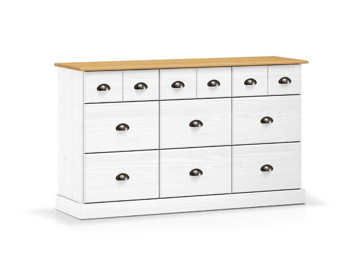 KUNO Sideboard, Material Massivholz, Kiefer, Kiefer weiss von Möbel-Eins