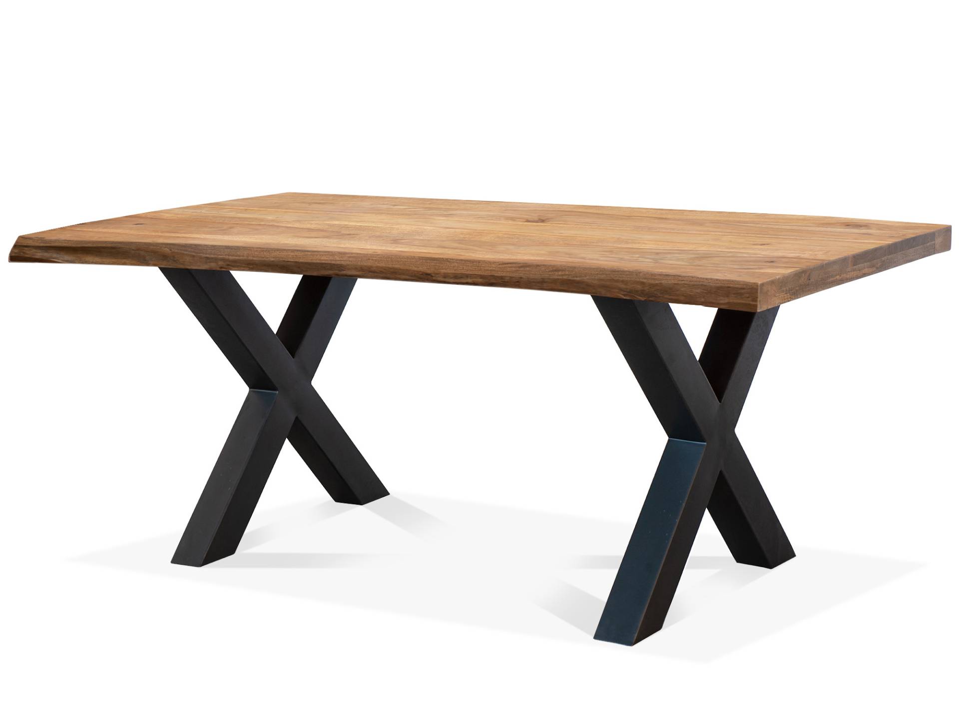 LIVERNA Esstisch mit Baumkante, Material Massivholz, Metallgestell schwarz von Möbel-Eins