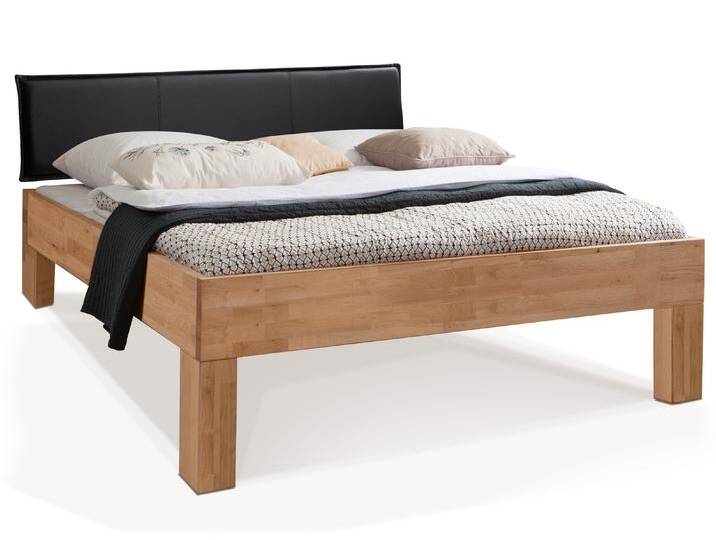 LÖWEN 4-Fuß Massivholzbett mit Polsterkopfteil, 120 x 200 cm LÖWEN 4-Fuß Massivholzbett mit Polsterkopfteil, 120 x 200 cm von Möbel-Eins