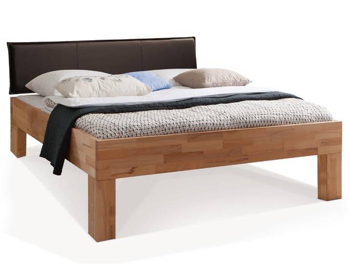 LÖWEN 4-Fuß Massivholzbett mit Polsterkopfteil, 120 x 200 cm LÖWEN 4-Fuß Massivholzbett mit Polsterkopfteil, 120 x 200 cm von Möbel-Eins
