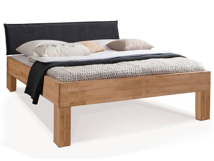 LÖWEN 4-Fuß Massivholzbett mit Polsterkopfteil, 90 x 200 cm LÖWEN 4-Fuß Massivholzbett mit Polsterkopfteil, 90 x 200 cm von Möbel-Eins