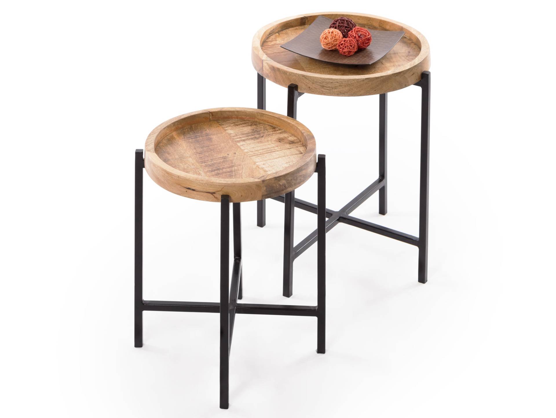 LOPAKA Beistelltische, 2er Set, Material Mango massiv / Metall schwarz LOPAKA Beistelltische, 2er Set, Material Mango massiv / Metall schwarz von Möbel-Eins