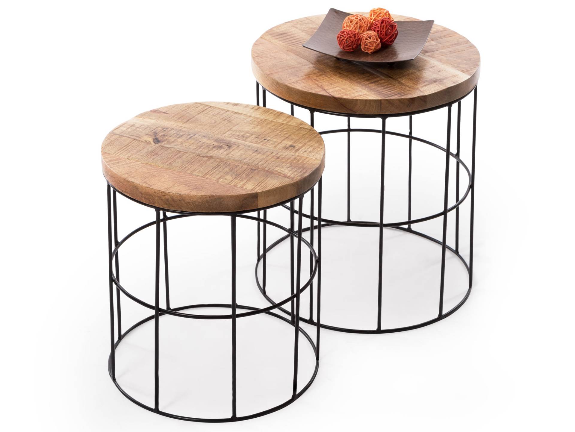 LOPALA Beistelltisch 2er Set, Material Mango massiv / Metall schwarz LOPALA Beistelltisch 2er Set, Material Mango massiv / Metall schwarz von Möbel-Eins