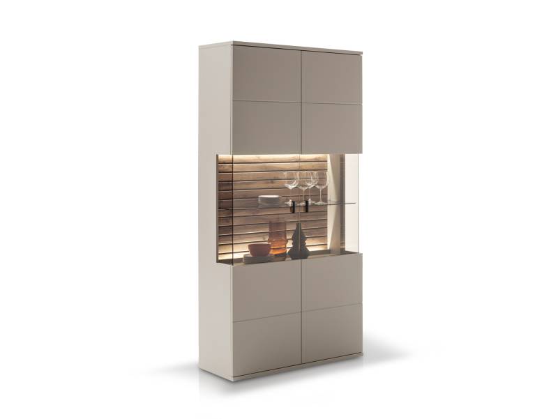 LUZERN Kombivitrine, Material Dekorspanplatte, basaltfarbig / eichefar von Möbel-Eins