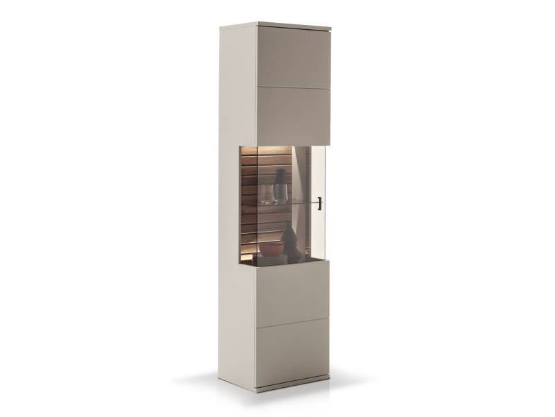 LUZERN Vitrine, Material Dekorspanplatte, basaltfarbig / eichefarbig von Möbel-Eins