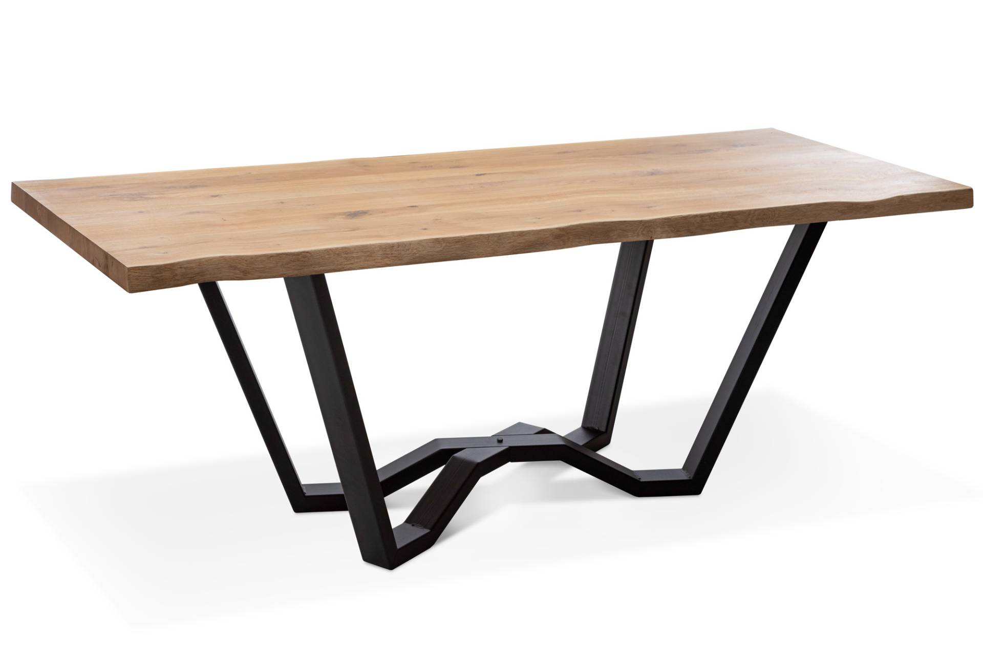 MARYLAND II Massivholztisch mit Baumkante, Material Eiche / Metallgestell SPINNE von Möbel-Eins