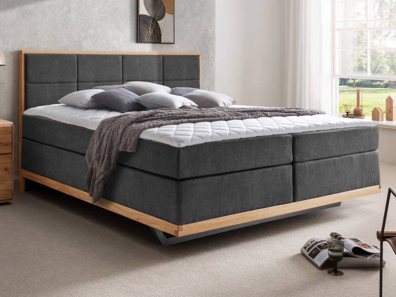 MELBOURNE Plus Boxspringbett, Härtegrad 3, dunkelgrau von Möbel-Eins