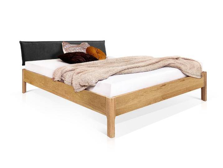 MERANO 4-Fuß-Massivholzbett mit Polsterkopfteil, 120 x 200 cm von Möbel-Eins