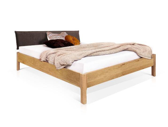 MERANO 4-Fuß-Massivholzbett mit Polsterkopfteil, 120 x 200 cm MERANO 4-Fuß-Massivholzbett mit Polsterkopfteil, 120 x 200 cm von Möbel-Eins