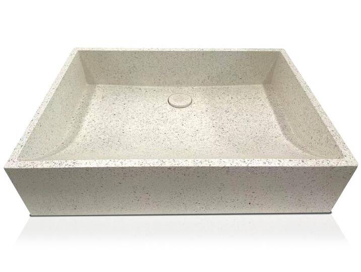 MINOS Aufsatzwaschbecken, Material Terrazzo, rechteckig, weiss MINOS Aufsatzwaschbecken, Material Terrazzo, rechteckig, weiss von Möbel-Eins