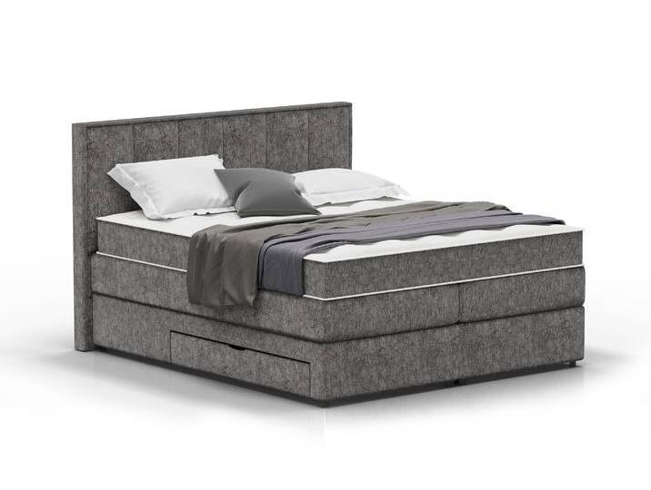 MONACO Boxspringbett, Härtegrad 3, Bezug Stoff anthrazit, 160 von Möbel-Eins