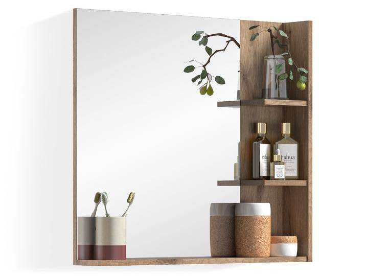 MORANO Spiegel mit Regal, Material Dekorspanplatte, Nox Oak MORANO Spiegel mit Regal, Material Dekorspanplatte, Nox Oak von Möbel-Eins