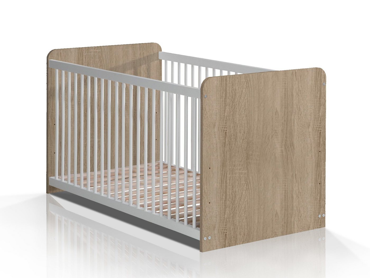Moebel-Eins Babybett, Lattenrost 3-fach höhenverstellbar auf 62mm, 222mm und 382 mm (vom Boden gerechnet) von Moebel-Eins