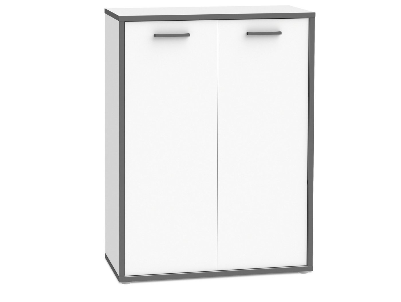 Moebel-Eins Bücherregal, KALINA Büroschrank I, Material Dekorspanplatte, weiss/grau von Moebel-Eins