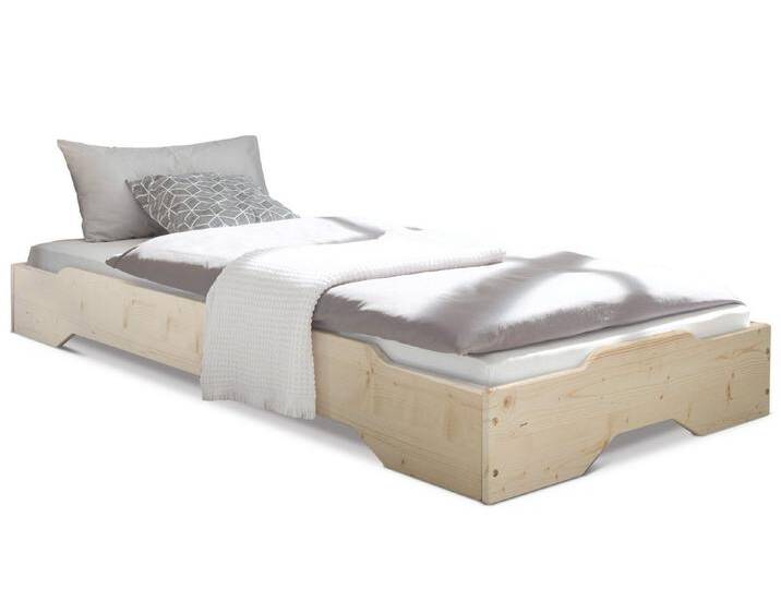 Moebel-Eins Kinderbett, LAURI Stapelbett 1 Stück 90x200 cm, Material Massivholz, Fichte natur von Möbel-Eins