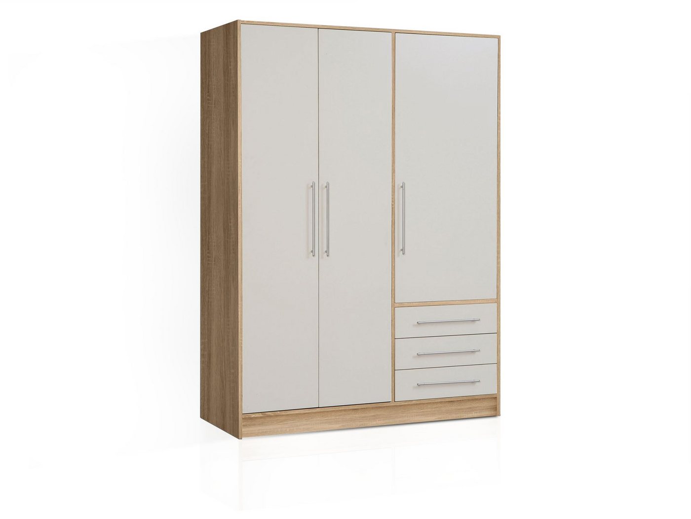 Moebel-Eins Kleiderschrank JAMI Kleiderschrank 3-trg mit 3 Schubkästen, Material Dekorspanplatte von Moebel-Eins