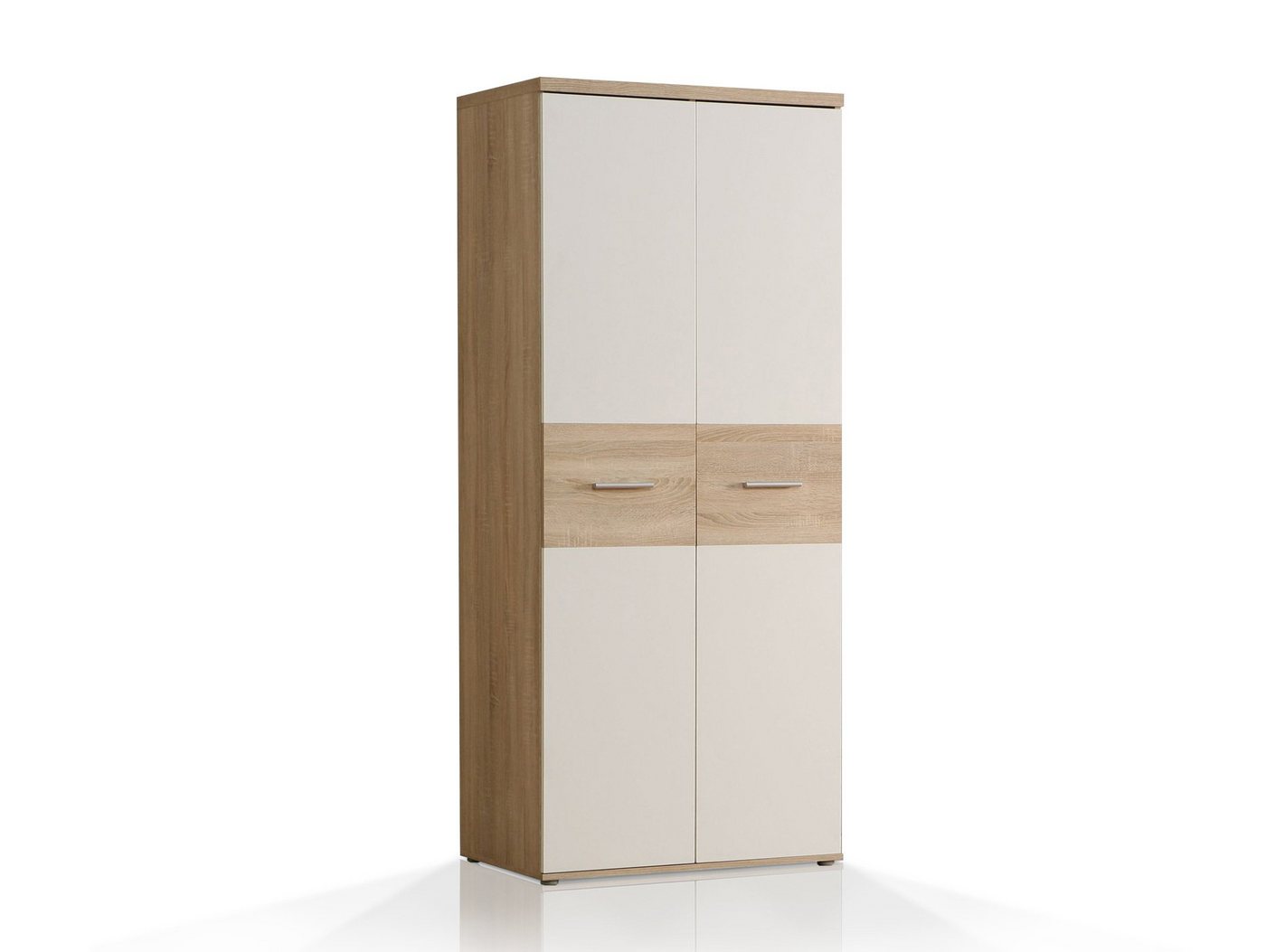 Moebel-Eins Kleiderschrank WALDY Kleiderschrank mit 2 Türen, Material Dekorspanplatte, Eiche sonomafarbig/weiss von Moebel-Eins
