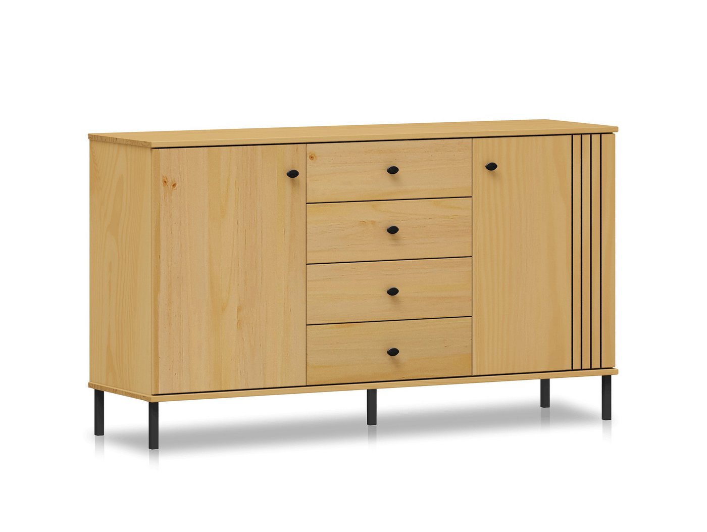 Moebel-Eins Kommode, AYKO Sideboard III, Material Massivholz, Kiefer eichefarbig lackiert von Moebel-Eins