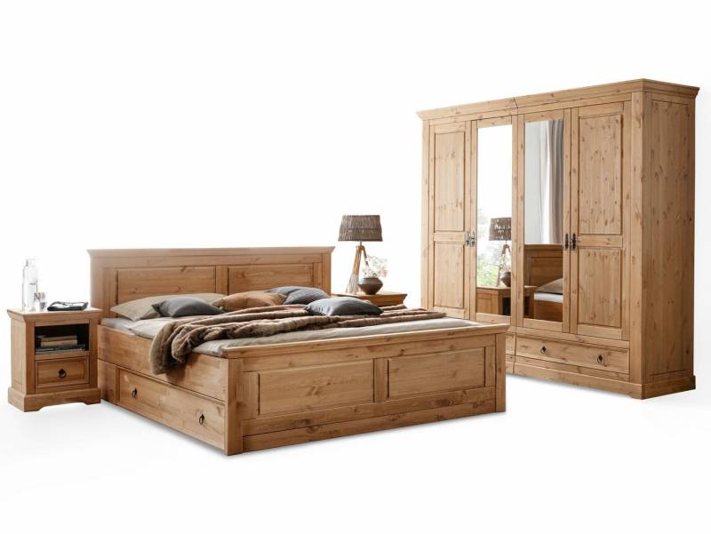 Moebel-Eins Komplettschlafzimmer, PALERMO Komplett-Schlafzimmer, Material Massivholz, Kiefer eichefarbig gebeizt von Moebel-Eins