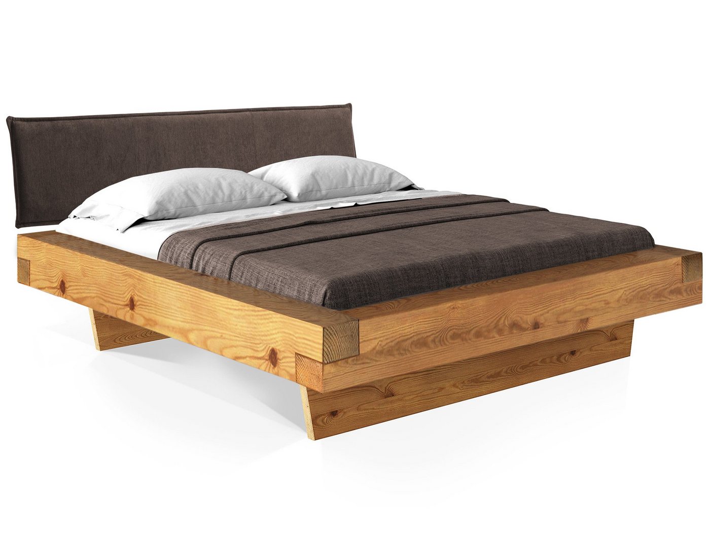 Moebel-Eins Massivholzbett, CURBY Balkenbett mit Polsterkopfteil, Wangenfuß, Material Massivholz Moebel-Eins Massivholzbett, CURBY Balkenbett mit Polsterkopfteil, Wangenfuß, Material Massivholz von Moebel-Eins