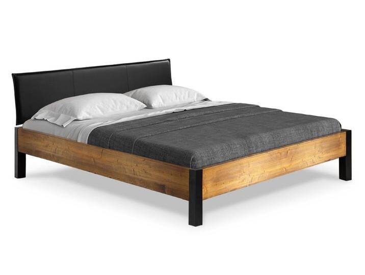 Moebel-Eins Massivholzbett, CURBY Bett Metallfuß, mit Polsterkopfteil, Material Massivholz, rustikale Altholzoptik, Fichte, 90 x 200 cm Moebel-Eins Massivholzbett, CURBY Bett Metallfuß, mit Polsterkopfteil, Material Massivholz, rustikale Altholzoptik, Fichte, 90 x 200 cm von Möbel-Eins