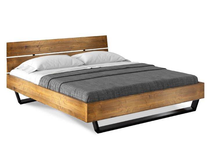Moebel-Eins Massivholzbett, CURBY Kufenbett mit Kopfteil, Material Massivholz, rustikale Altholzoptik, Fichte, Kufen schwarz, 90 x 200 cm, vintage Moebel-Eins Massivholzbett, CURBY Kufenbett mit Kopfteil, Material Massivholz, rustikale Altholzoptik, Fichte, Kufen schwarz, 90 x 200 cm, vintage von Möbel-Eins
