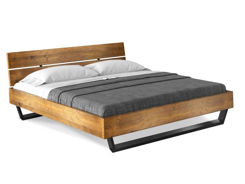 Moebel-Eins Massivholzbett, CURBY Kufenbett mit Kopfteil, Material Massivholz, rustikale Altholzoptik, Fichte, Kufen schwarz Moebel-Eins Massivholzbett, CURBY Kufenbett mit Kopfteil, Material Massivholz, rustikale Altholzoptik, Fichte, Kufen schwarz von Moebel-Eins