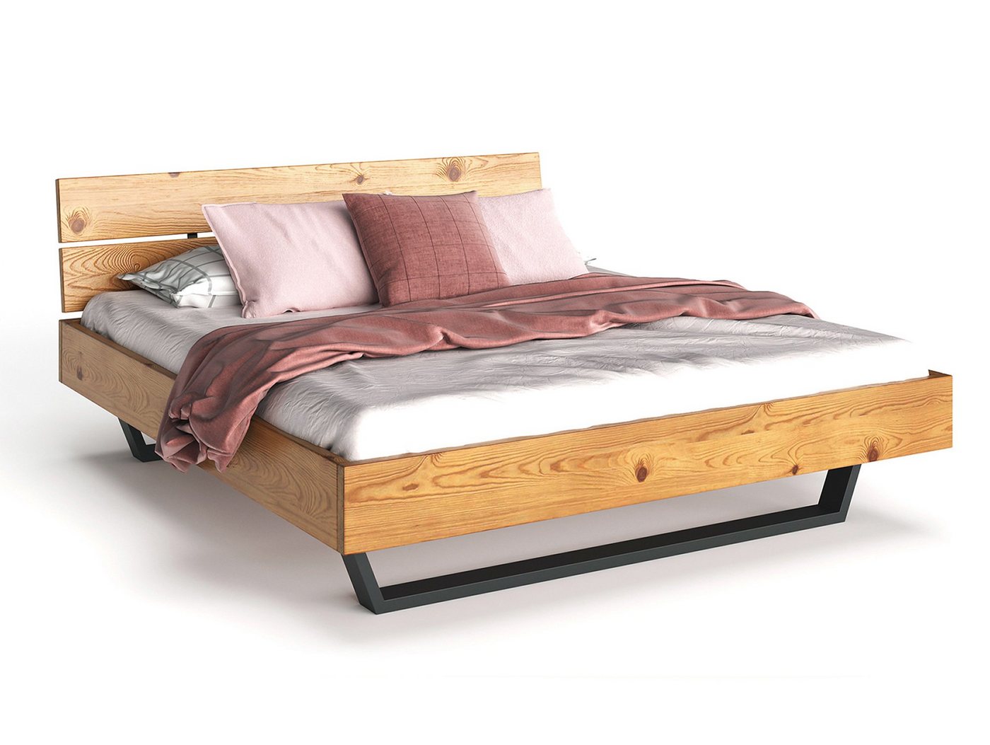 Moebel-Eins Massivholzbett, CURBY Kufenbett mit Kopfteil, Material Massivholz, rustikale Altholzoptik, Fichte, Kufen schwarz Moebel-Eins Massivholzbett, CURBY Kufenbett mit Kopfteil, Material Massivholz, rustikale Altholzoptik, Fichte, Kufen schwarz von Moebel-Eins