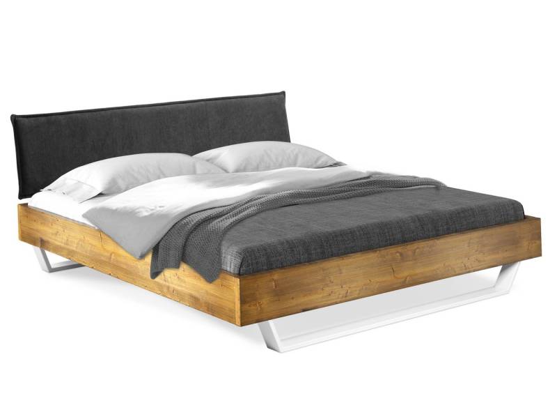 Moebel-Eins Massivholzbett, CURBY Kufenbett mit Polster-Kopfteil, Material Massivholz, rustikale Altholzoptik, Fichte, Kufen Weiß Moebel-Eins Massivholzbett, CURBY Kufenbett mit Polster-Kopfteil, Material Massivholz, rustikale Altholzoptik, Fichte, Kufen Weiß von Moebel-Eins