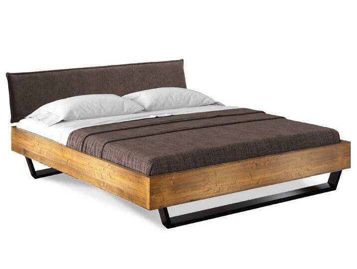Moebel-Eins Massivholzbett, CURBY Kufenbett mit Polster-Kopfteil, Material Massivholz, rustikale Altholzoptik, Fichte, Kufen schwarz, 90 x 200 cm Moebel-Eins Massivholzbett, CURBY Kufenbett mit Polster-Kopfteil, Material Massivholz, rustikale Altholzoptik, Fichte, Kufen schwarz, 90 x 200 cm von Möbel-Eins