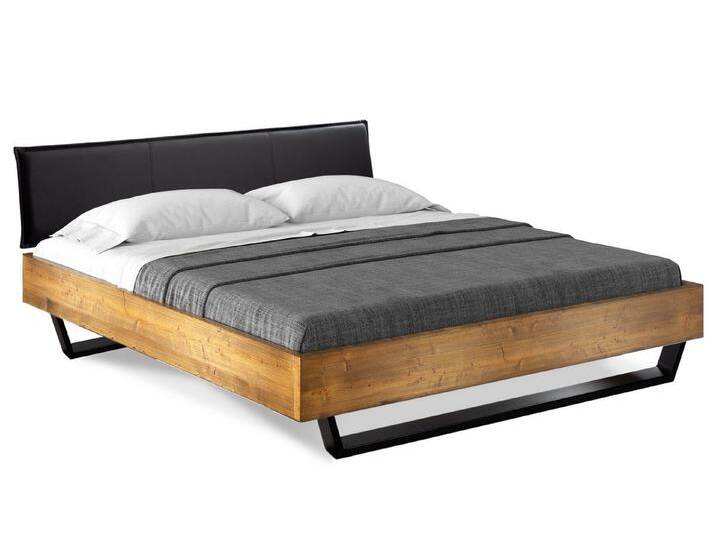 Moebel-Eins Massivholzbett, CURBY Kufenbett mit Polster-Kopfteil, Material Massivholz, rustikale Altholzoptik, Fichte, Kufen schwarz, 90 x 200 cm Moebel-Eins Massivholzbett, CURBY Kufenbett mit Polster-Kopfteil, Material Massivholz, rustikale Altholzoptik, Fichte, Kufen schwarz, 90 x 200 cm von Möbel-Eins