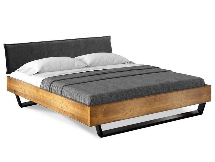 Moebel-Eins Massivholzbett, CURBY Kufenbett mit Polster-Kopfteil, Material Massivholz, rustikale Altholzoptik, Fichte, Kufen schwarz, 90 x 200 cm Moebel-Eins Massivholzbett, CURBY Kufenbett mit Polster-Kopfteil, Material Massivholz, rustikale Altholzoptik, Fichte, Kufen schwarz, 90 x 200 cm von Möbel-Eins