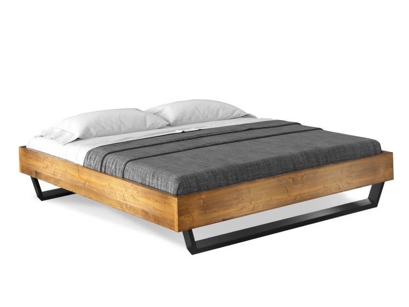 Moebel-Eins Massivholzbett, CURBY Kufenbett ohne Kopfteil, Material Massivholz, rustikale Altholzoptik, Fichte, Kufen schwarz Moebel-Eins Massivholzbett, CURBY Kufenbett ohne Kopfteil, Material Massivholz, rustikale Altholzoptik, Fichte, Kufen schwarz von Moebel-Eins