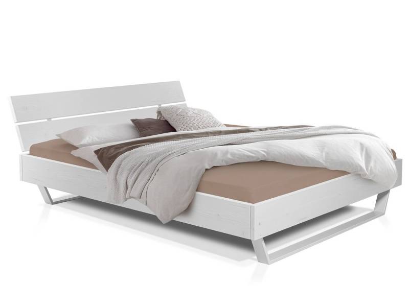 Moebel-Eins Massivholzbett, LUKY Kufenbett mit Kopfteil, Material Massivholz, Fichte/Kufen weiss Moebel-Eins Massivholzbett, LUKY Kufenbett mit Kopfteil, Material Massivholz, Fichte/Kufen weiss von Moebel-Eins