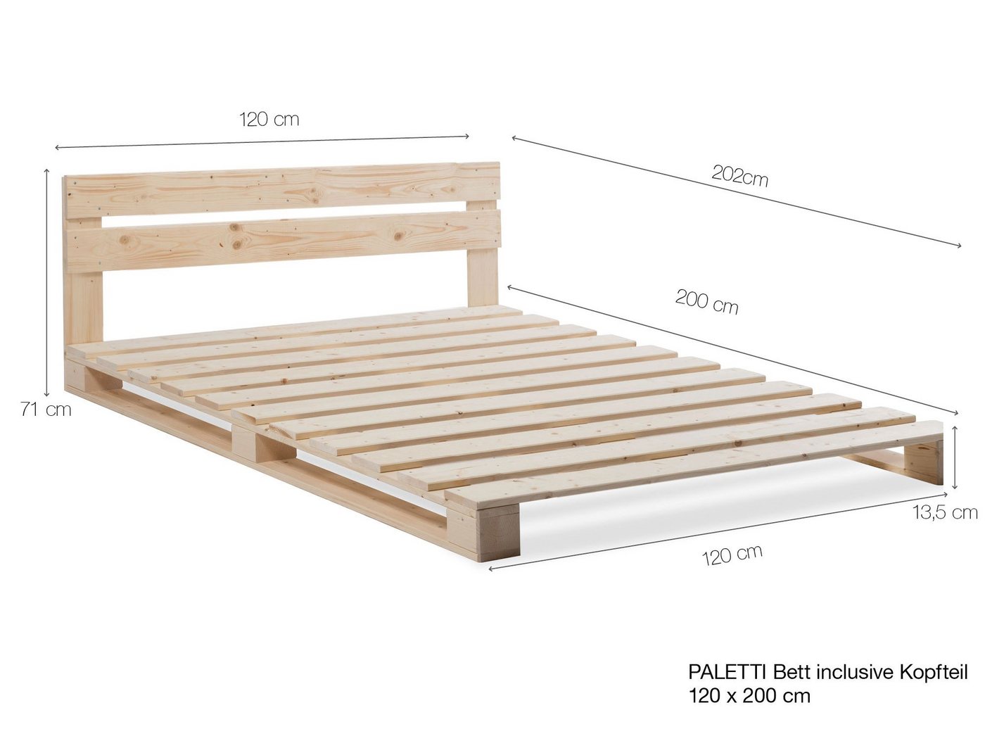 Moebel-Eins Massivholzbett, PALETTI Massivholzbett / Palettenbett inklusive Kopfteil Moebel-Eins Massivholzbett, PALETTI Massivholzbett / Palettenbett inklusive Kopfteil von Moebel-Eins