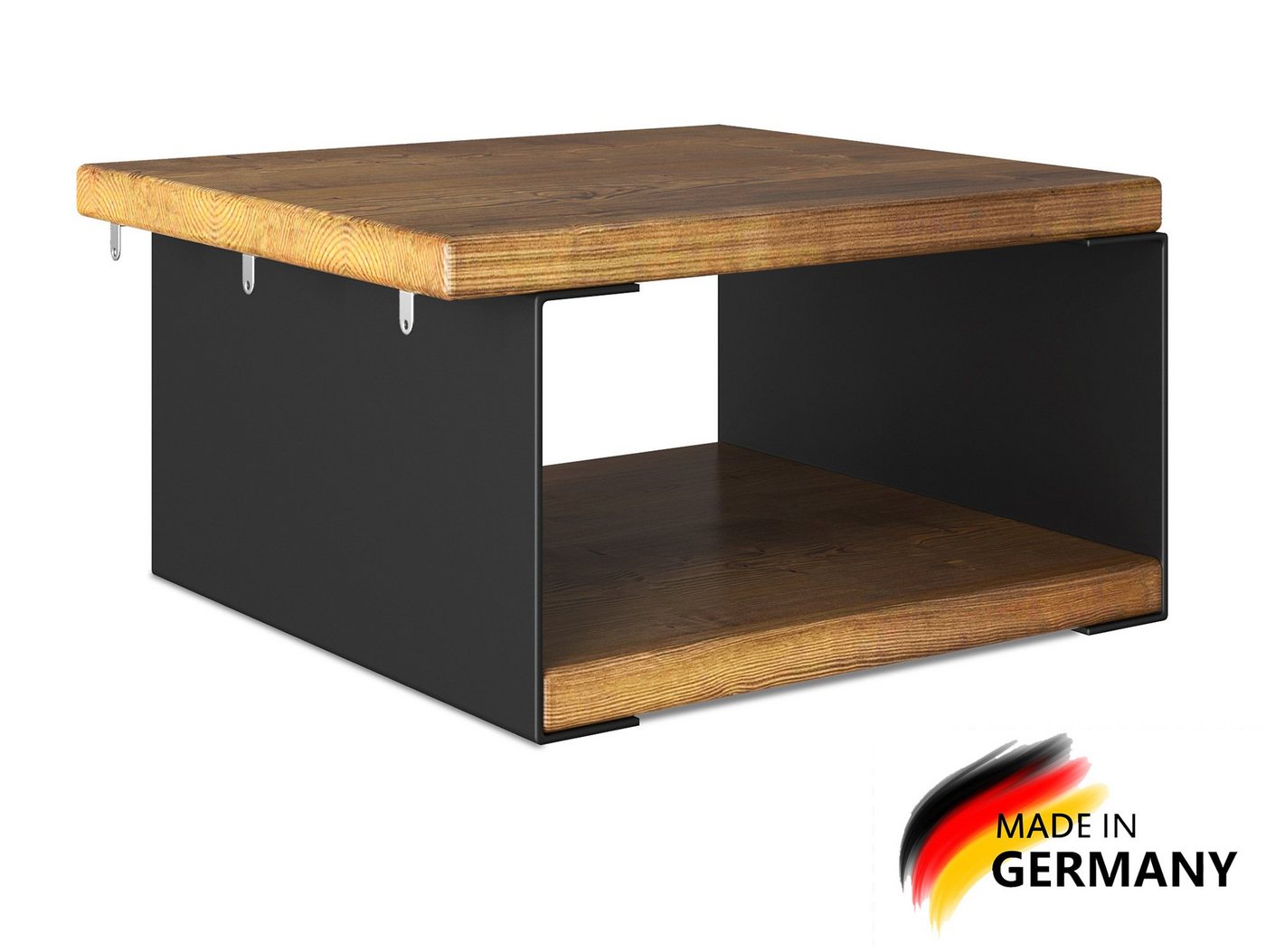 Moebel-Eins Nachttisch, CURBY Nachtkommode, Vintage/schwarz, Material Massivholz/Metall von Moebel-Eins