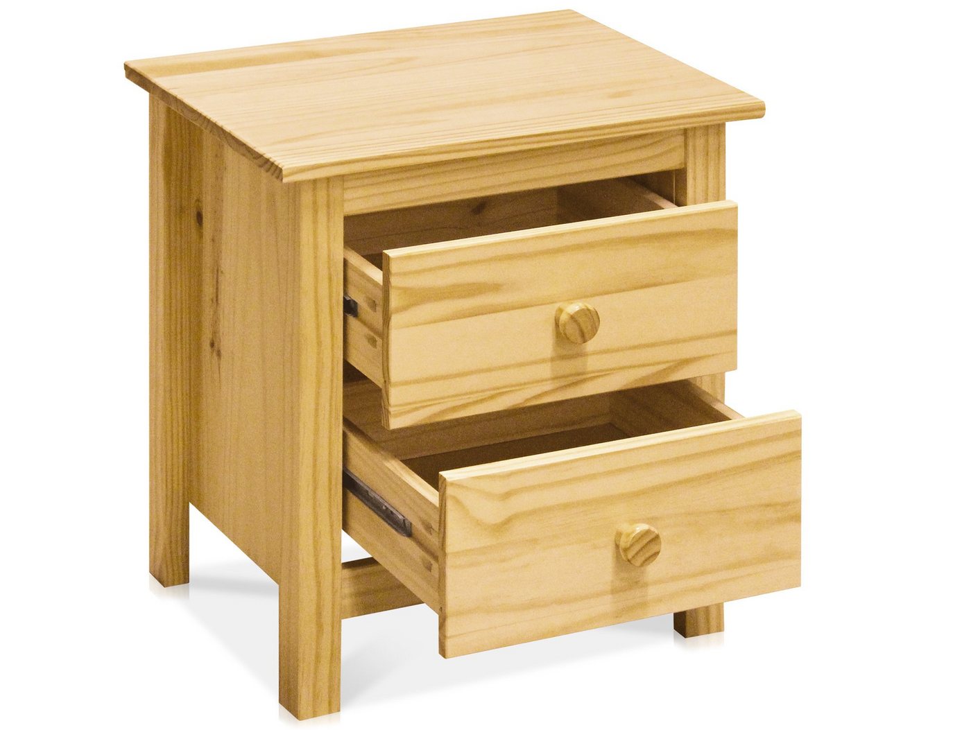 Moebel-Eins Nachttisch, TOBINO Nachtkommode mit 2 Schubladen, Material Massivholz, Kiefer von Moebel-Eins