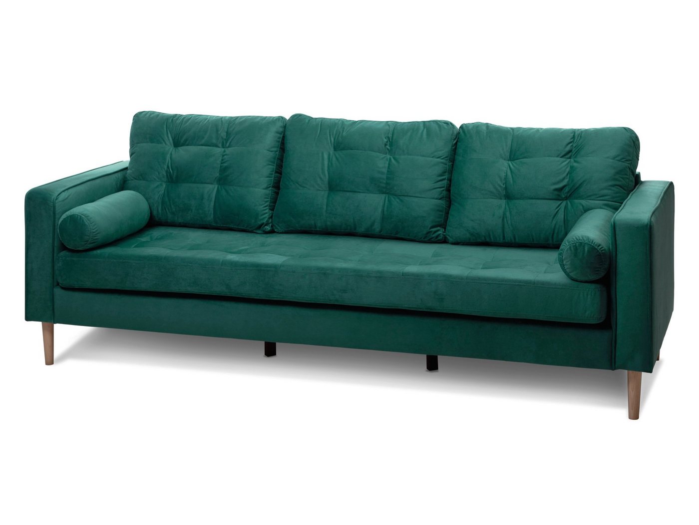 Moebel-Eins Sofa, GLAMMI 3-Sitzer Sofa mit Samtbezug, Füße Buche massiv von Moebel-Eins