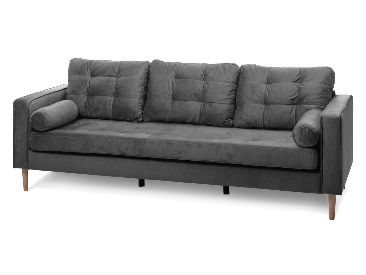 Moebel-Eins Sofa, GLAMMI 3-Sitzer Sofa mit Samtbezug, Füße Buche massiv von Moebel-Eins