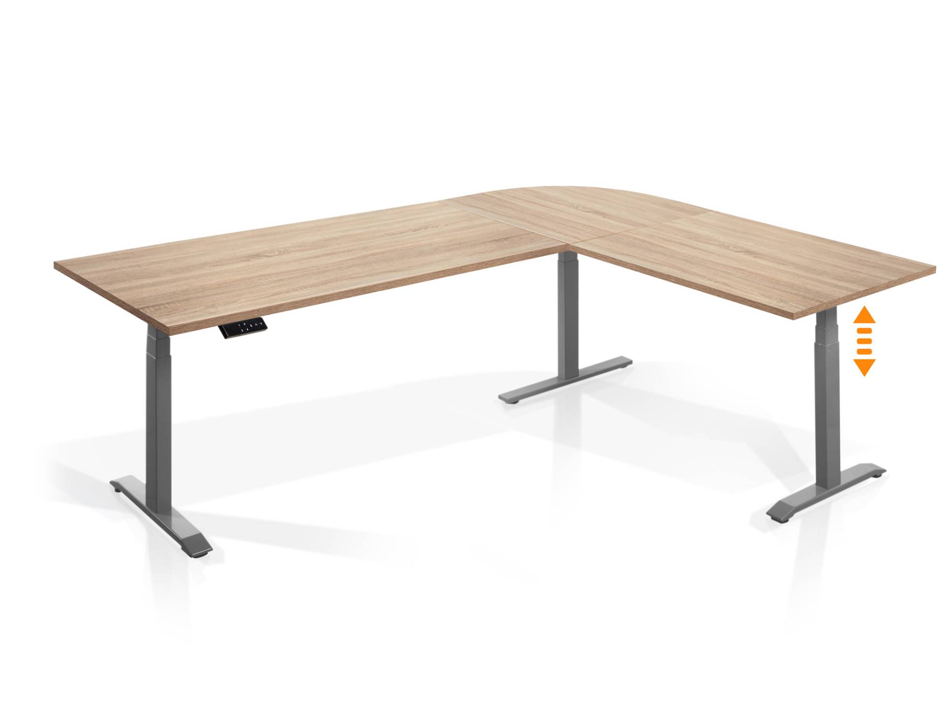 OFFICE ONE elektrisch höhenverstellbarer Eckschreibtisch mit Memory-Funktion, Dekorspanplatte OFFICE ONE elektrisch höhenverstellbarer Eckschreibtisch mit Memory-Funktion, Dekorspanplatte von Möbel-Eins