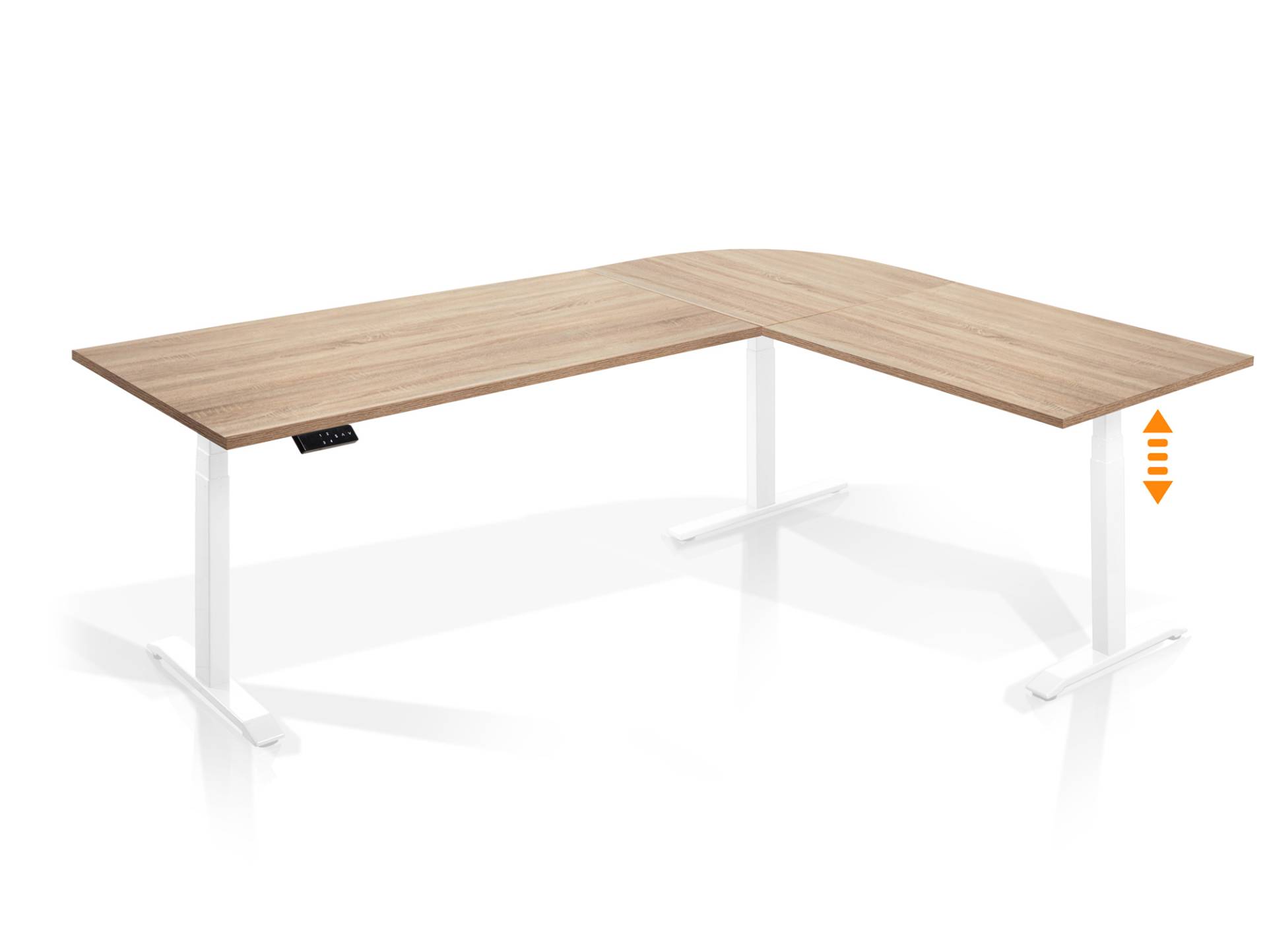OFFICE ONE elektrisch höhenverstellbarer Eckschreibtisch mit Memory-Funktion, Dekorspanplatte OFFICE ONE elektrisch höhenverstellbarer Eckschreibtisch mit Memory-Funktion, Dekorspanplatte von Möbel-Eins