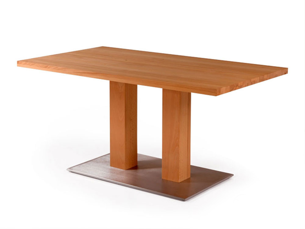 ORLEANS Massivholztisch  /  Säulentisch, Material Massivholz / Edelstahl von Möbel-Eins