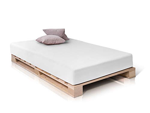 PALETTI Palettenbett Massivholzbett Holzbett Bett aus Paletten mit 11 Leisten, Palettenmöbel hergestellt in Deutschland, 120 x 200 cm, Fichte natur von moebel-eins
