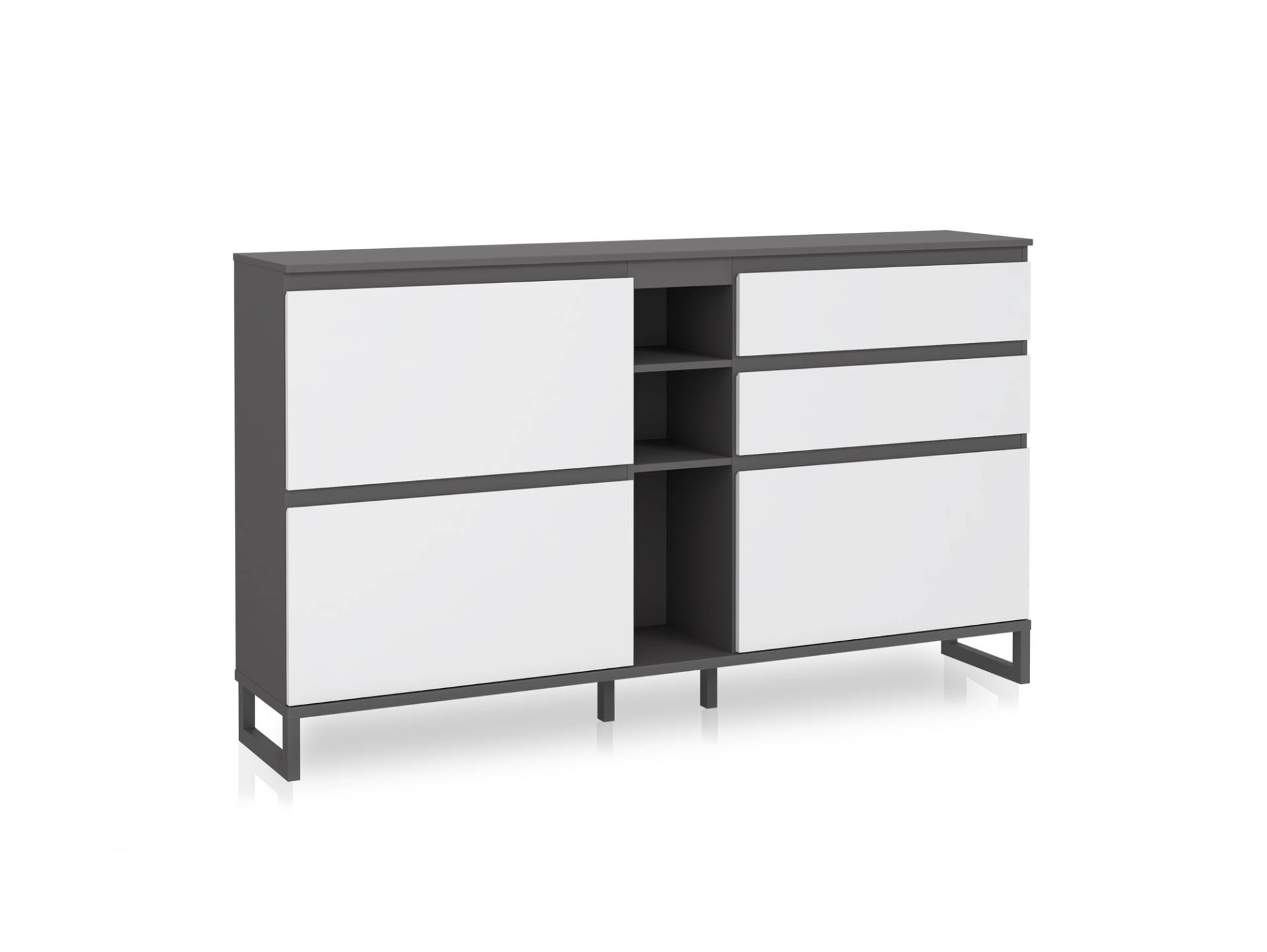QUANDRO Schuhschrank III, Material Dekorspanplatte, dunkelgrau / lichtgrau QUANDRO Schuhschrank III, Material Dekorspanplatte, dunkelgrau / lichtgrau von Möbel-Eins