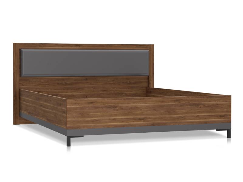 QUERRY Doppelbett, Material Dekorspanplatte, walnussfarbig / grau von Möbel-Eins
