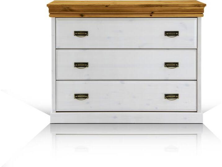 ROMAN Kommode, Material Massivholz, Kiefer, weiss/honigfarbig von Möbel-Eins