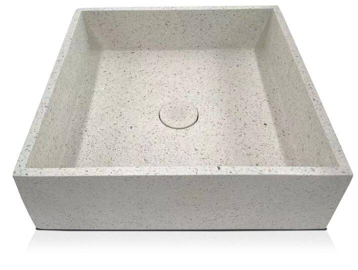 SOMAN Aufsatzwaschbecken, Material Terrazzo, quadratisch, weiss SOMAN Aufsatzwaschbecken, Material Terrazzo, quadratisch, weiss von Möbel-Eins